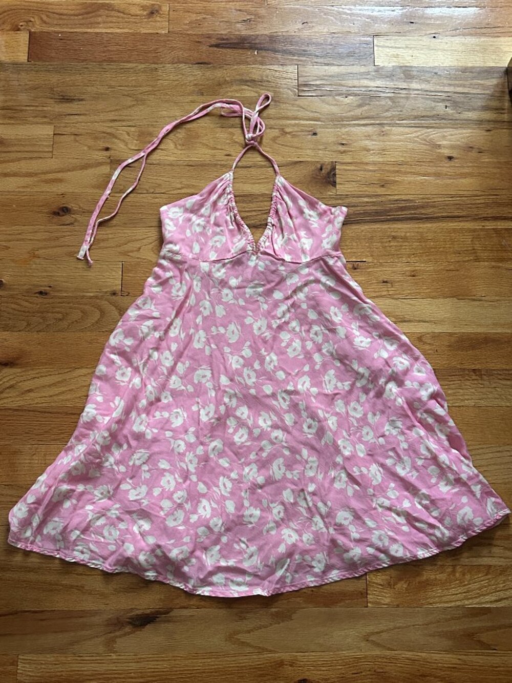 Zara Pink Floral Mini Dress Women's Small Halter Romantic Summer Coquette Girly